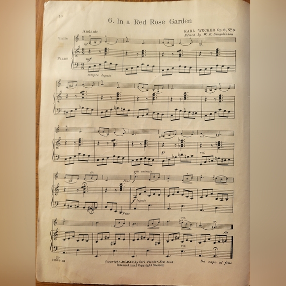 Antique Vintage 1930 Carl Fischer Violin & Piano Duets Sheet Music No CoverAll - Picture 4 of 9
